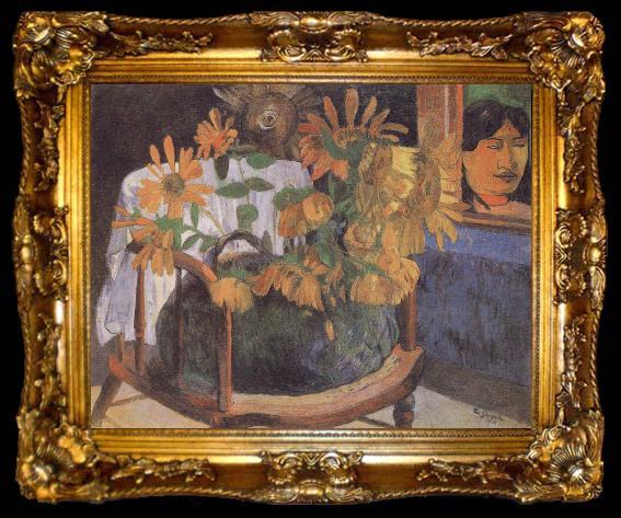 framed  Paul Gauguin Sunflowers on a chair, ta009-2